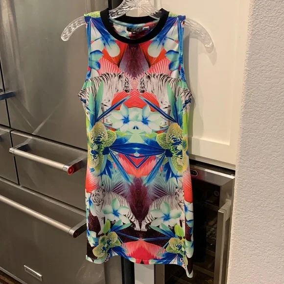 Topshop Tropical White Tiger Print Body-Con dress, Size 8 - Picture 4 of 8